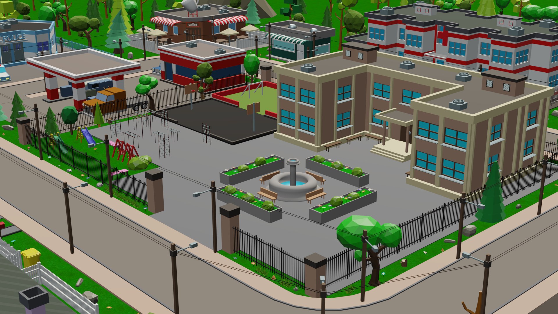 3D cartoon city buildings https://p.turbosquid.com/ts-thumb/U5/sEV7Qc/wLRmXkX4/school/png/1587406451/1920x1080/fit_q87/00d159de78aba9b377948895b7f008feb0c15390/school.jpg