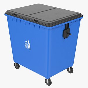 Blue Trash Bin 3D