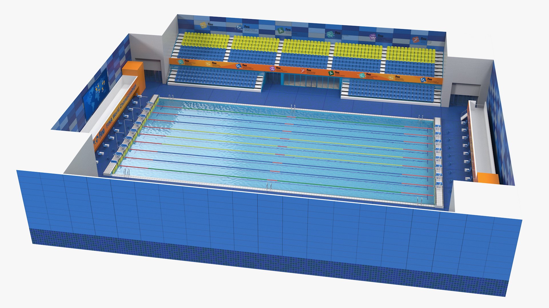 Olympic Swimming Pool FINA Standards 3D model preview