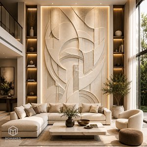 3D Modern Geometric Abstract Decor Bas Relief Mural STL CNC 68 model