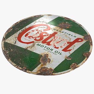 3D Vintage Castrol Oil Enamel Sign
