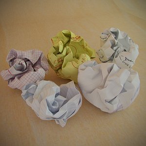 Crumpled paper balls
