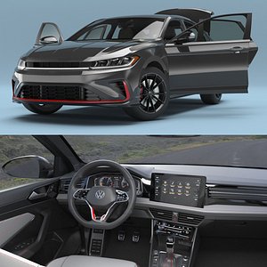 3D Urban Sport Sedan Vehicle Black Rigged model