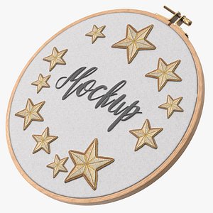 Mockup Embroidery in Wooden Hoop 3D