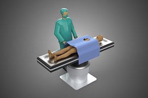 SURGEON DOCTOR STANDING PATIENT SURGERY OR SURGICAL TABLE BED