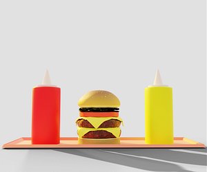 Hamburger with sauce and mayonese 3D model