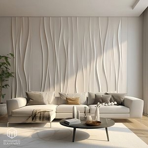 Modern Wavy Fluid wall decor Relief STL Mural CNC 421
