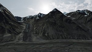 3D black glacier mountain road model