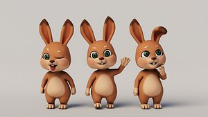 Rigged Cartoon Rabbit 3D