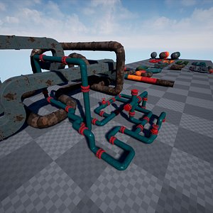 3D Modular Pipes Pack for UE4 and Unity
