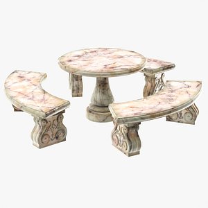 3D Stone garden furniture set