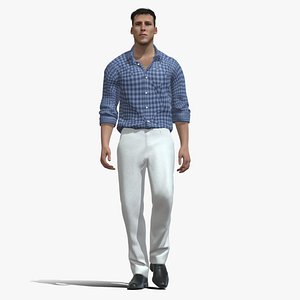 Rigged casual man walking1 3D