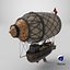 Steampunk Airship - Fantasy Dirigible with Wooden Gondola