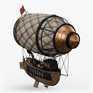 Steampunk Airship - Fantasy Dirigible with Wooden Gondola