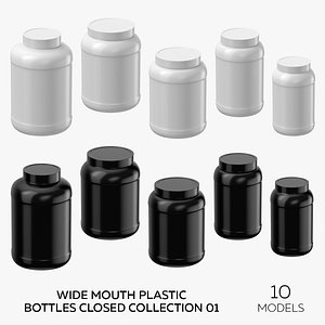 3D Wide Mouth Plastic Bottles Closed Collection 01 - 10 Models model