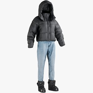 Women's Jeans Winter Boots Down Jacket 1