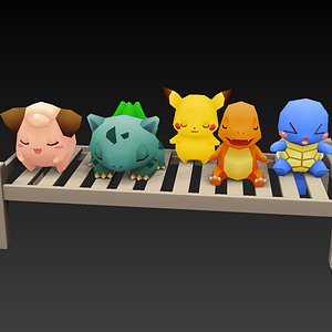 3d model cleffa squirtle bulbasaur
