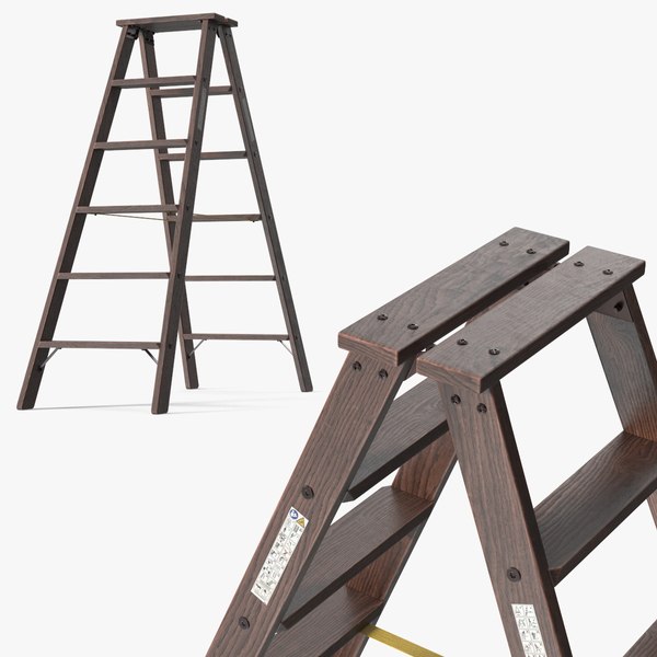 modèle 3D de Échelle en bois double face marron - TurboSquid 2520554