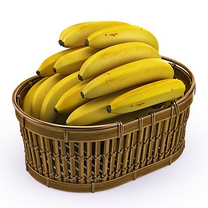 realistic banana basket 3d model
