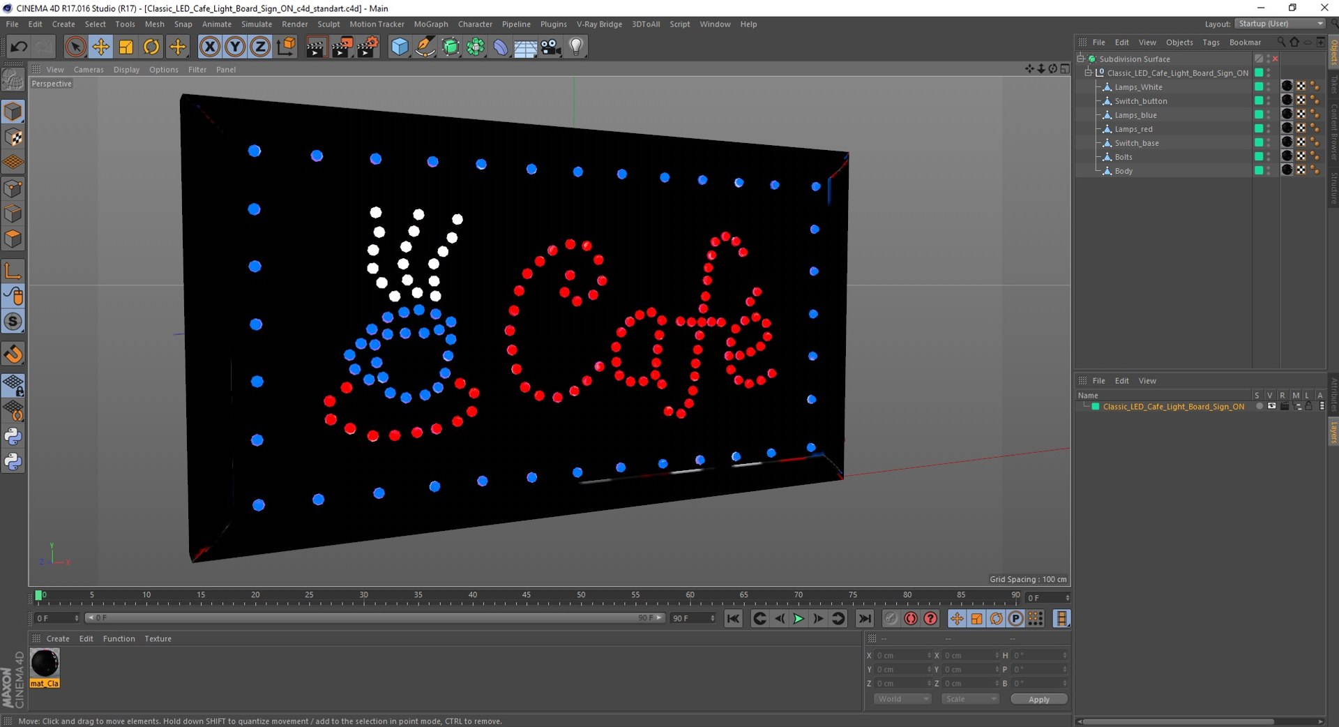 Classic LED Cafe Light Board Sign ON 3D - TurboSquid 2105089