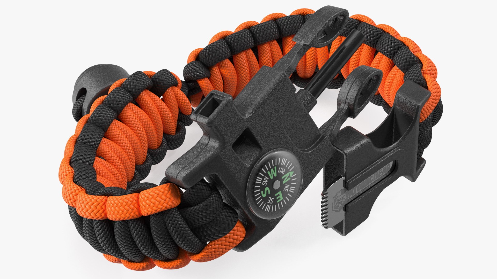 Atomic Bear Cobra Survival Bracelet Orange 3D model preview