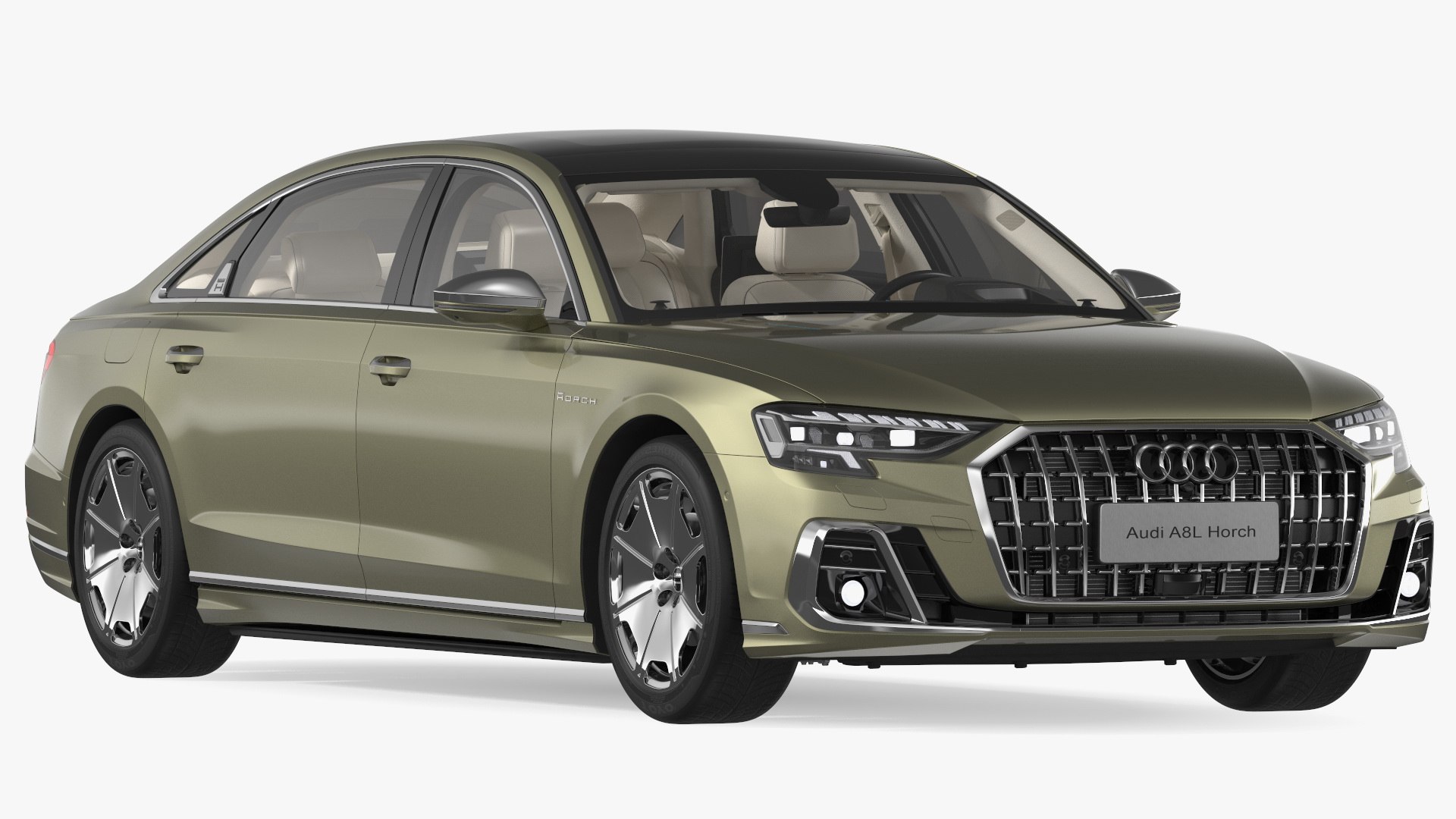 Horch Audi A8L Luxury Sedan Green 3D model preview