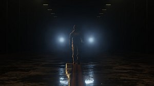 Tactical SWAT Officer and Cinematic Night Street Scene