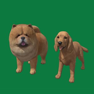 CHOW CHOW AND COCKERSPANIEL 3D model