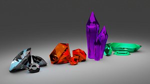3D Jewelrys Pack 1  Diamond Ruby Amethyst Smaragd model