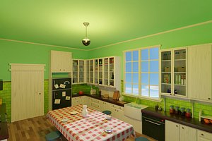 3D model Cartoon kitchen room