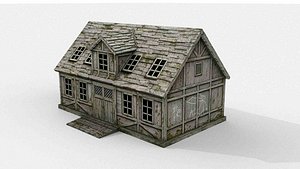 3D Medieval European Half-Timbered Cottage model
