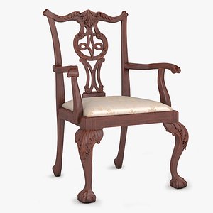 3d chippendale arm chair 01 model