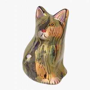3D The cat ceramic figure low-poly 3D model model