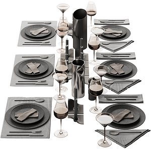 063 Tableware decor set 01 dark matte