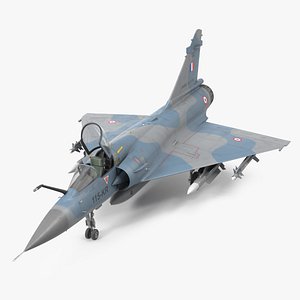 French Air Force Mirage 2000C with Armament Rigged 3D model