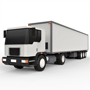 3D model cartoon trailer truck