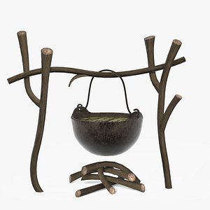 3d model campfire iron pot
