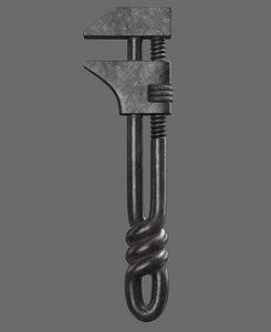 3D Twisted Handle Monkey Wrench model