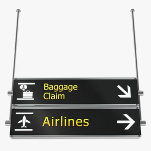 airport signs baggage claim 3D