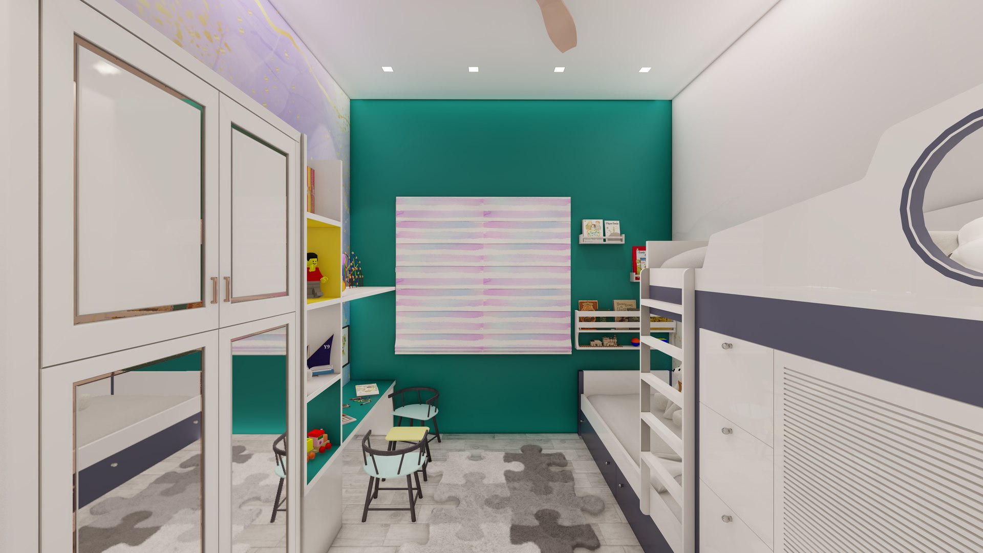 3D Colorful Interior Scene Of A Kids Bedroom Model - TurboSquid 2304741