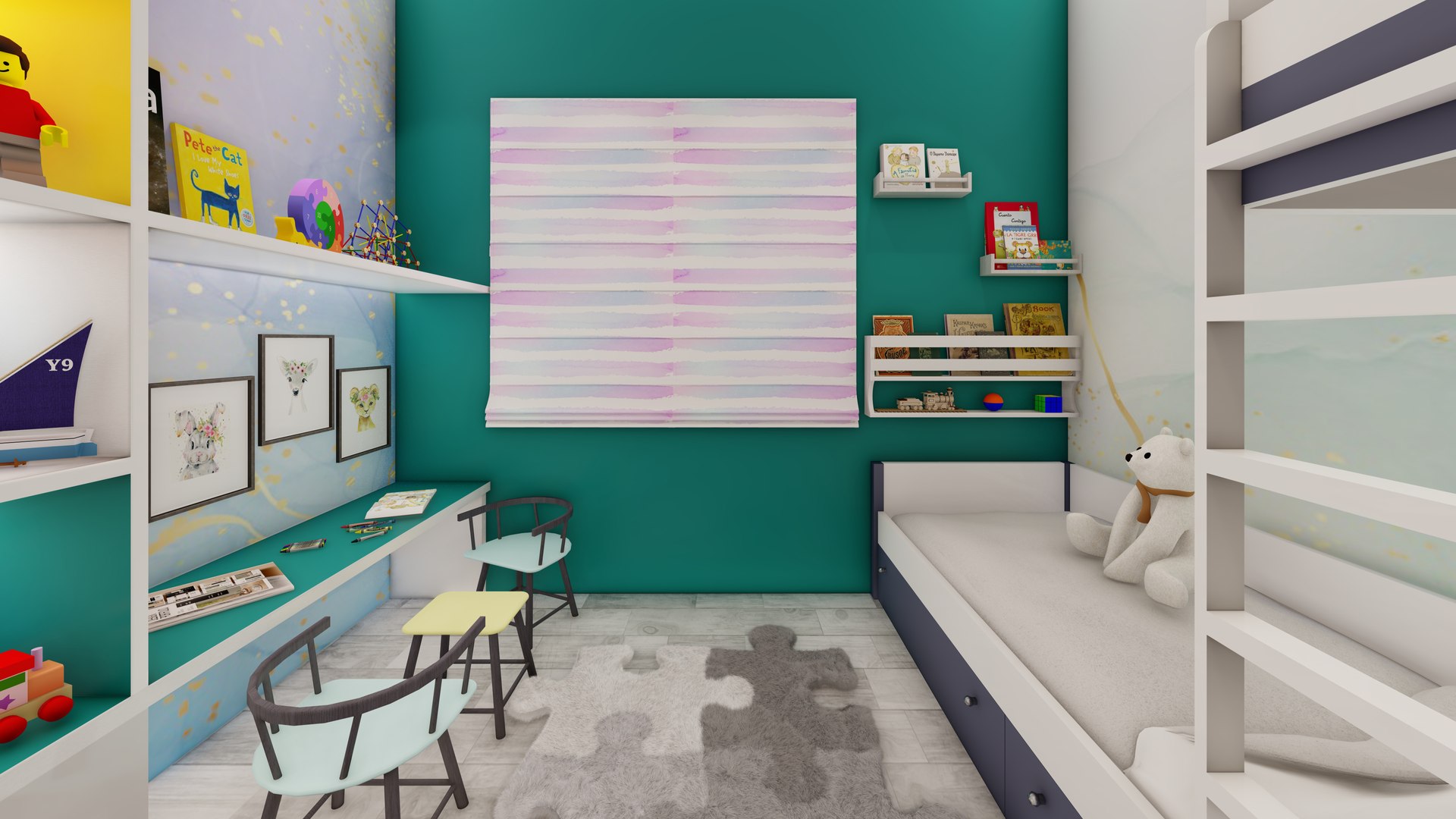 3D Colorful Interior Scene Of A Kids Bedroom Model - TurboSquid 2304741