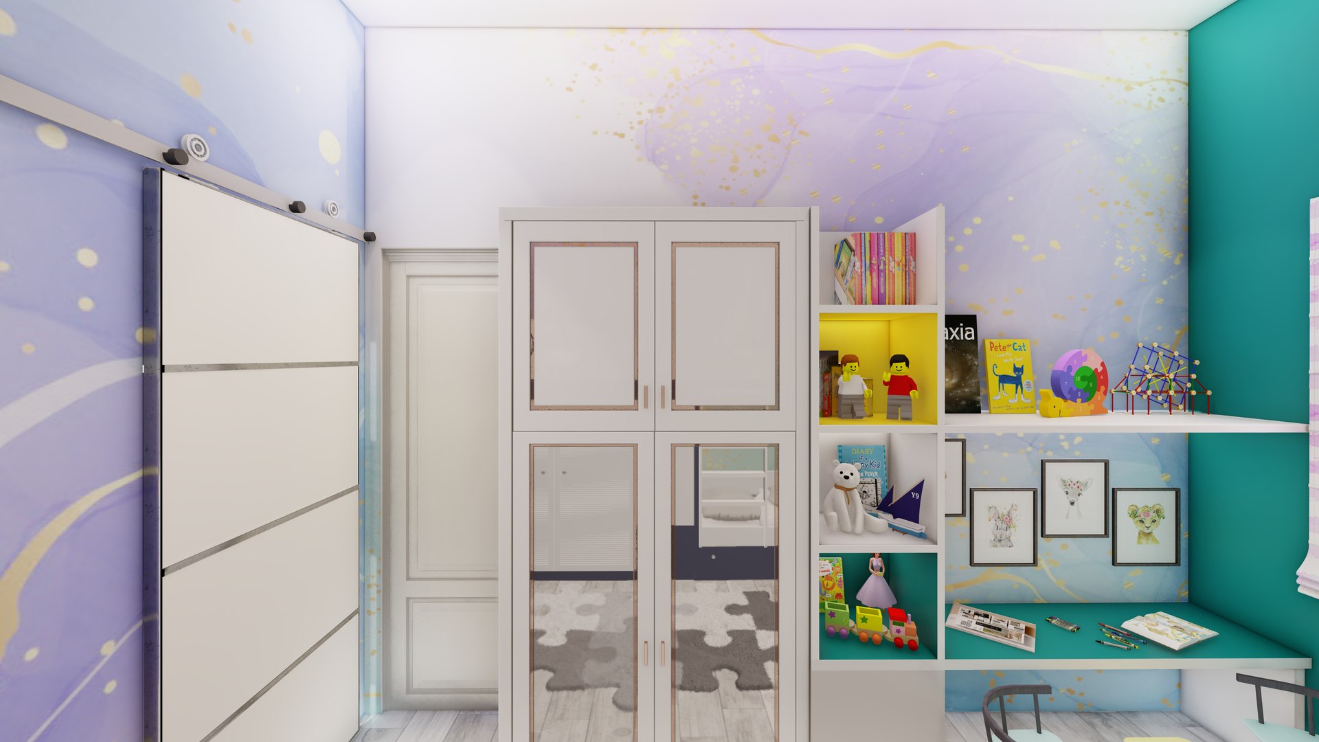 3D Colorful Interior Scene Of A Kids Bedroom Model - TurboSquid 2304741