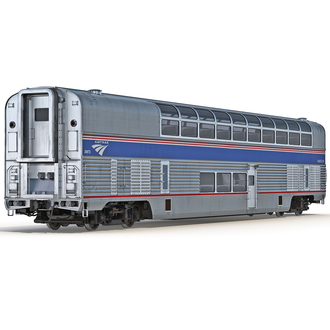 Railroad Double Deck Lounge Car Amtrak 3D model preview