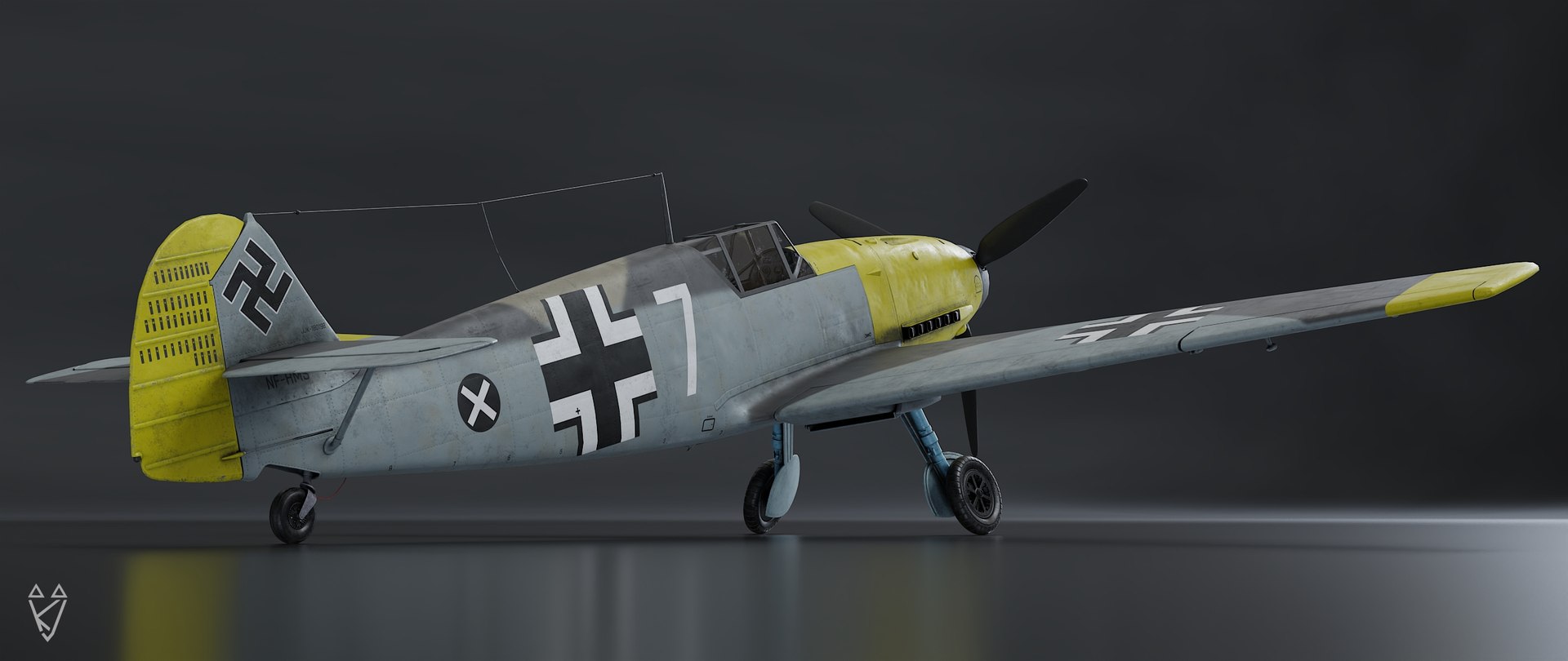 Messerschmitt BF-109 model https://p.turbosquid.com/ts-thumb/U8/OuQGJn/FM/messerschmittbf109_07/jpg/1642984002/1920x1080/fit_q87/dbcfcdebd06ddaa86bf20a2eb53c0ab9e23b0a71/messerschmittbf109_07.jpg