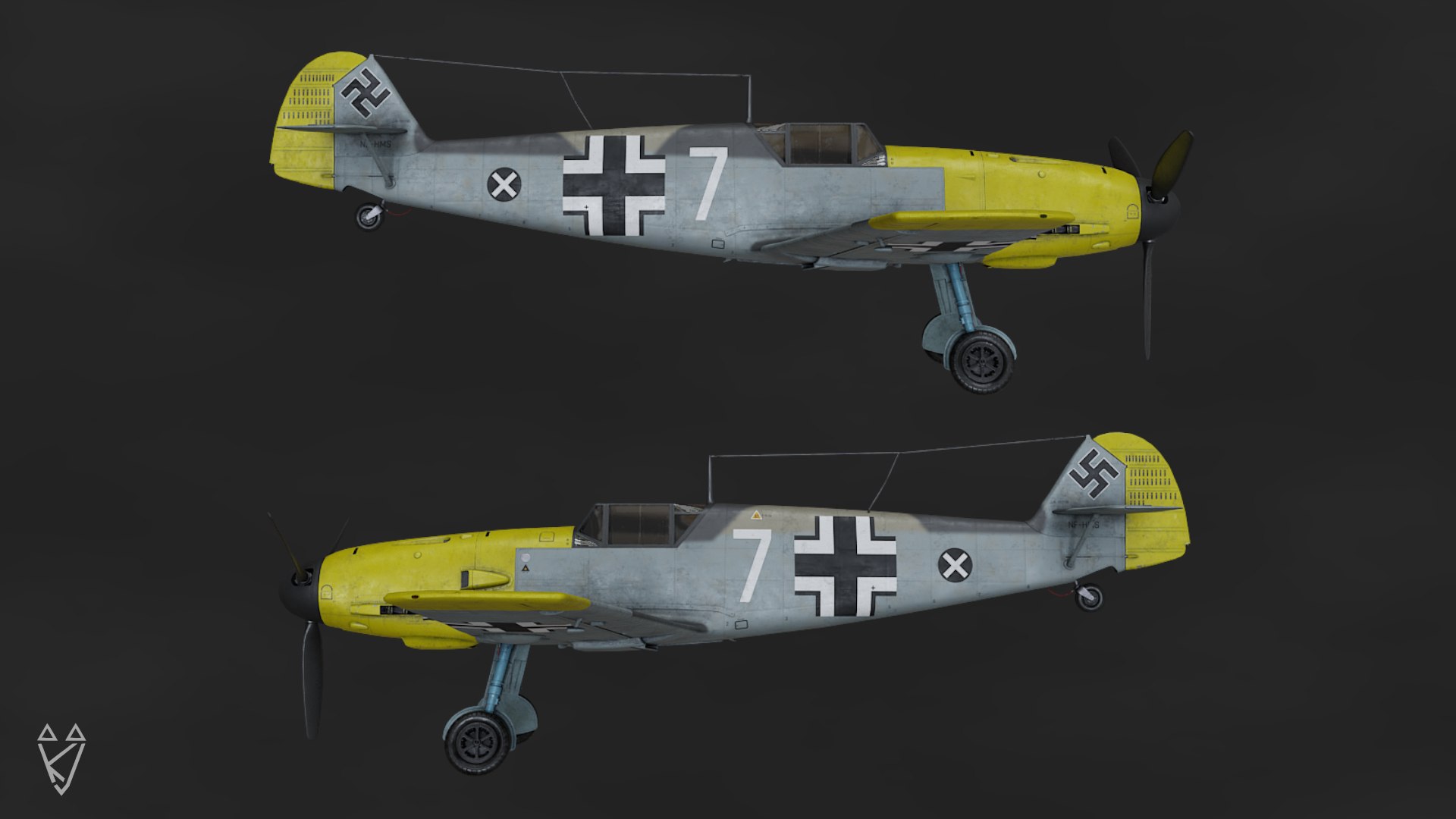Messerschmitt BF-109 model https://p.turbosquid.com/ts-thumb/U8/OuQGJn/cC/messerschmittbf109_06/jpg/1642984049/1920x1080/fit_q87/5d309ce16499e5bbea58d5605534f74a62754325/messerschmittbf109_06.jpg