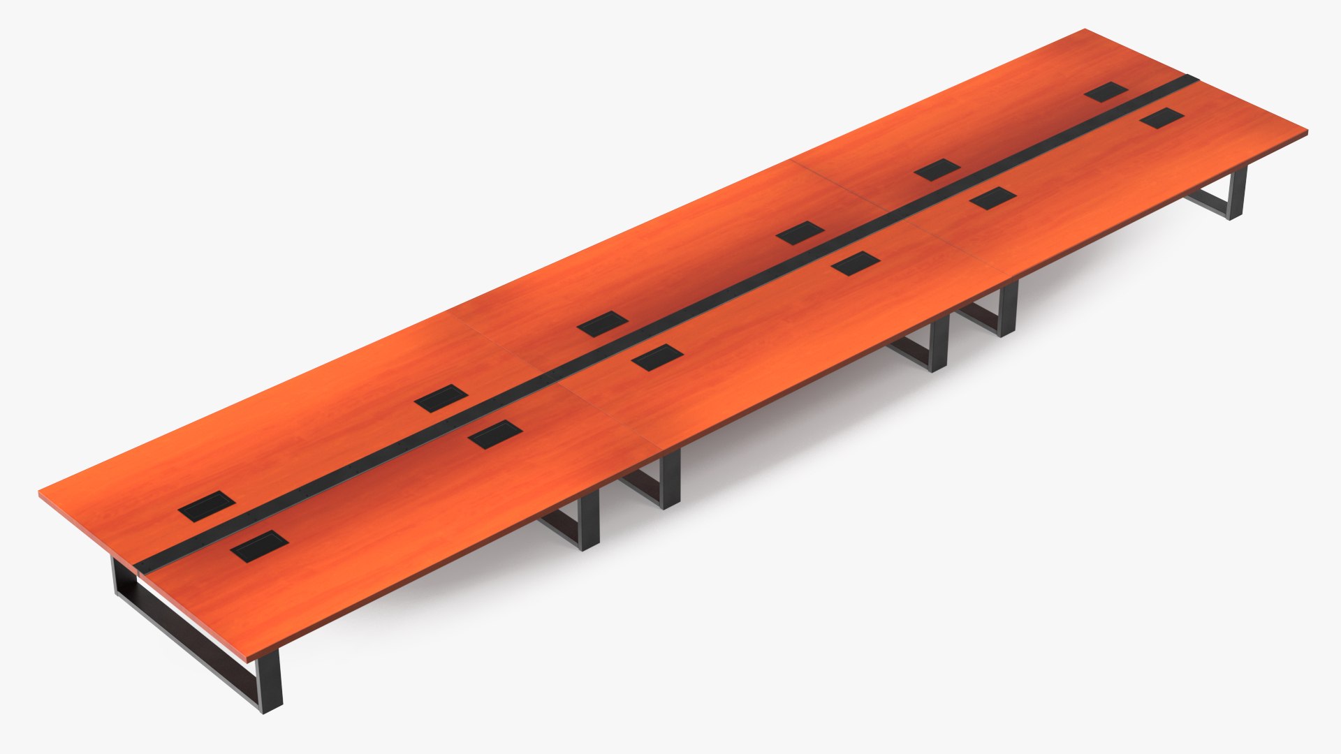 Conference Table with Power Outlets Set Mahogany 3D model preview