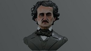 Edgar Allan Poe Renderable Bust PBR 3D model