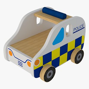 wooden toy police car 3d model