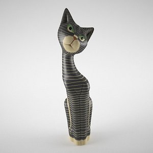 3d model cat figurine wood