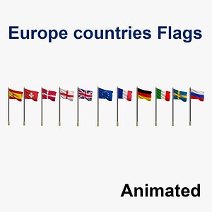 Flags of Europe countries Collection - Animated